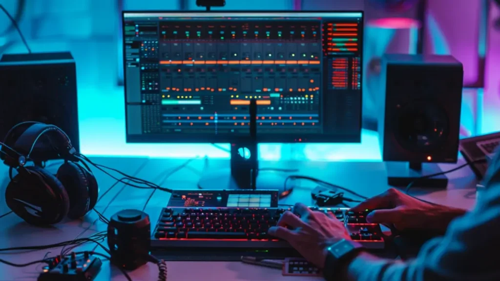 person using a daw to create music