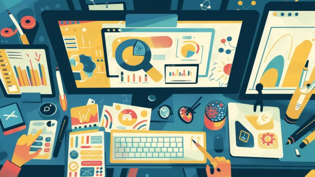 business tasks on computer screen