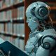 ai reading a book at the library