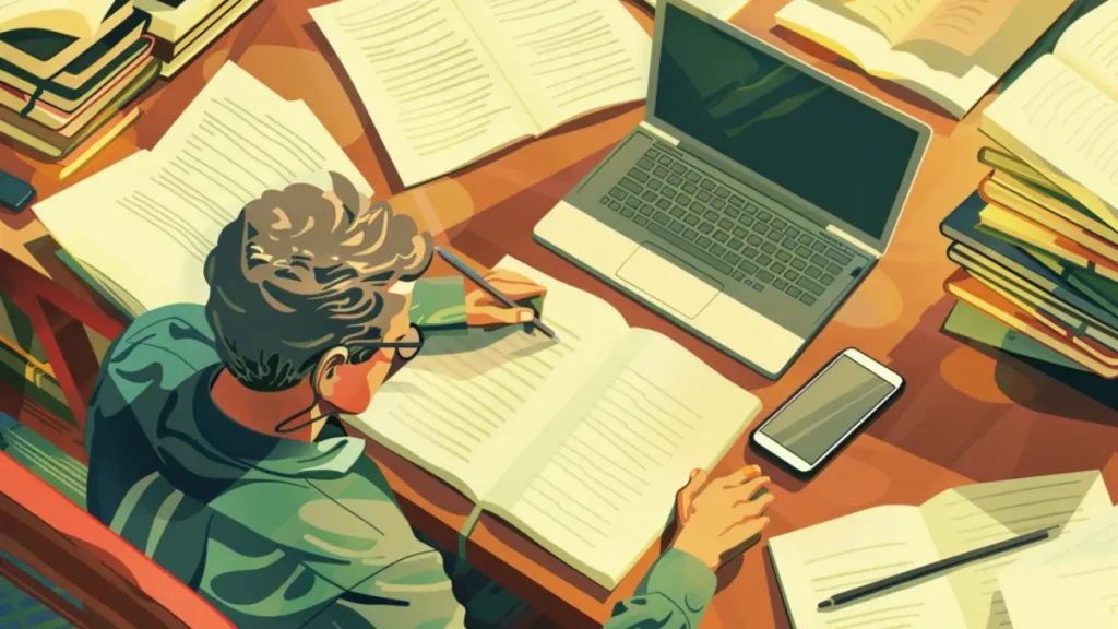 illustraation of man citing sources