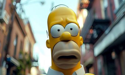 homer simpson in real blurred background