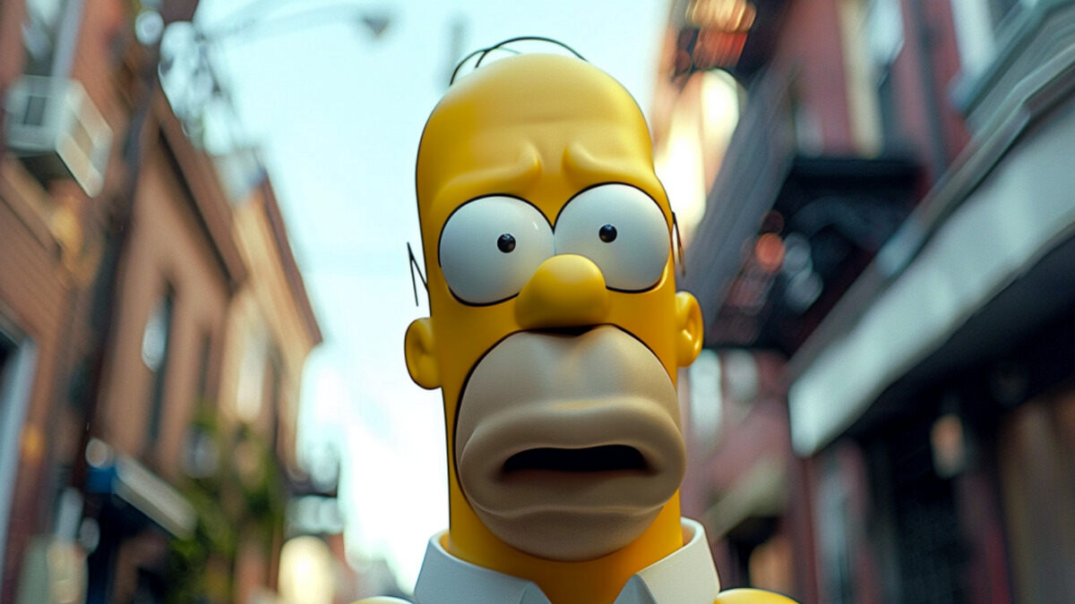 homer simpson in real blurred background