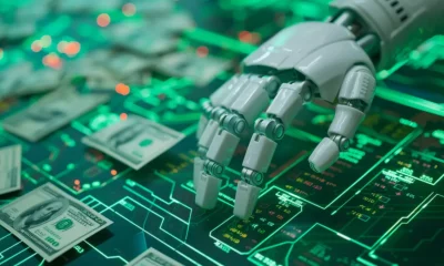 robot hand with dollar bills