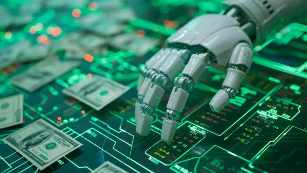 robot hand with dollar bills