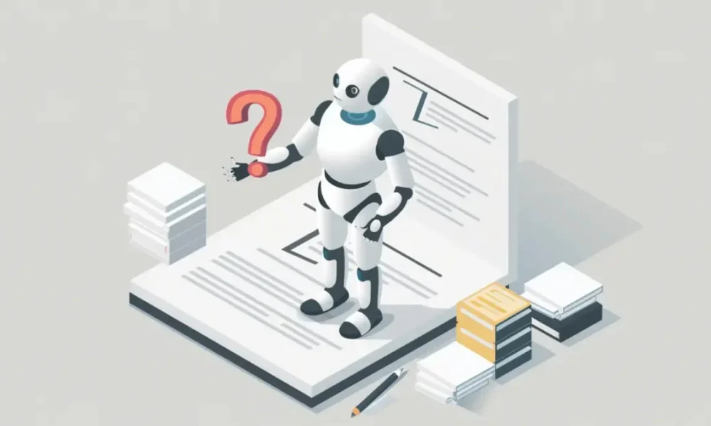 illustration of robot holding question mark