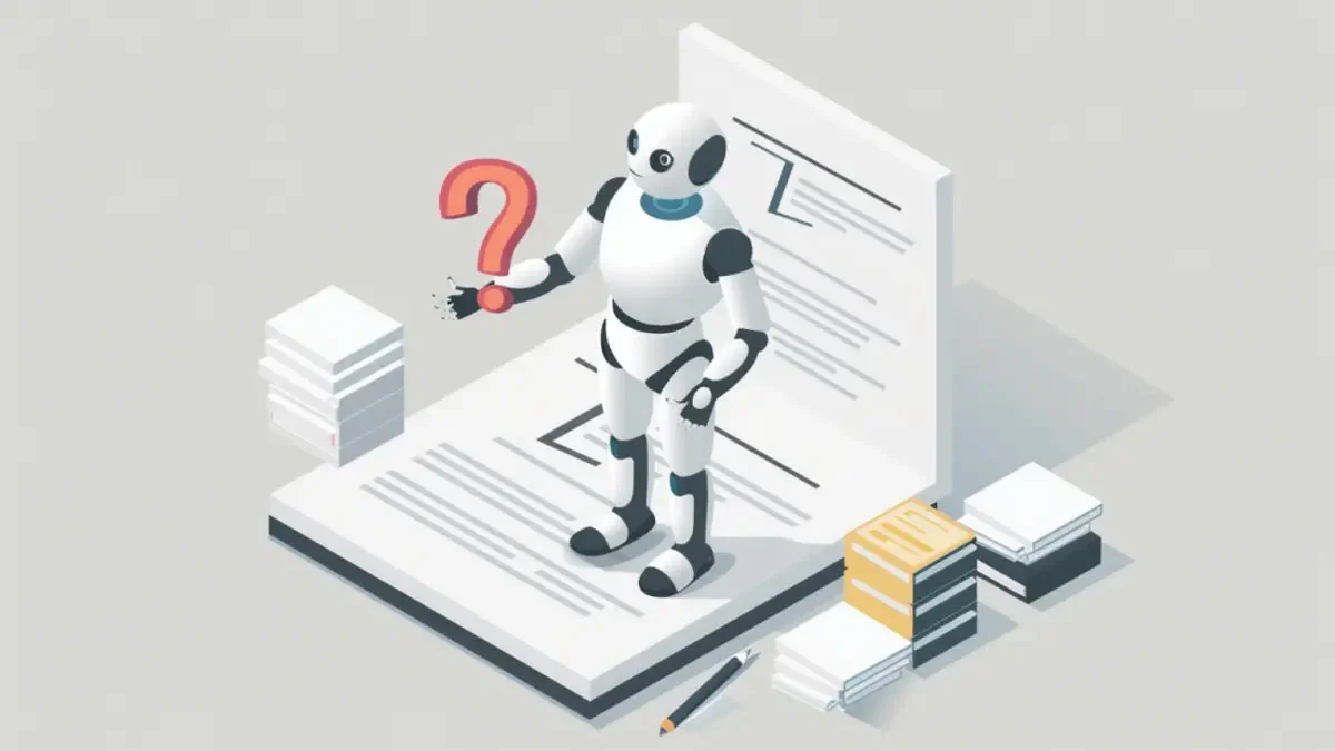 illustration of robot holding question mark
