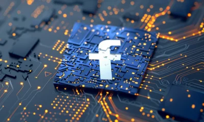 facebook logo on computer chip